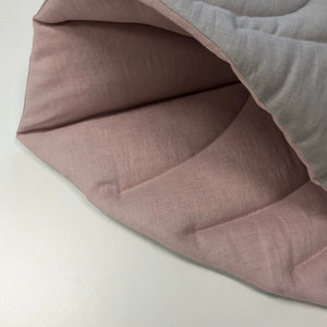 Linen Leaf  Play Mat.  Dusty rose & Light grey. S size.