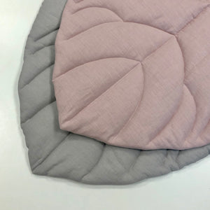 Linen Leaf  Play Mat.  Dusty rose & Light grey. S size.